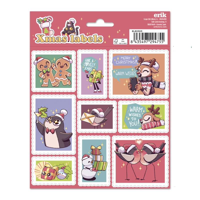 Grupo Erik Etiquetas adhesivas Navidad, Dulce Navidad - Etiquetas regalo Navidad / 18 Etiquetas Navidad - Etiquetas regalo - Pegatinas navidad regalos