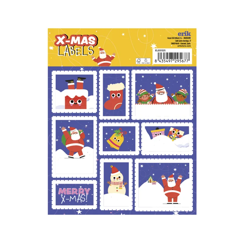 Grupo Erik Etiquetas adhesivas Navidad Papa Noel - Etiquetas regalo Navidad / 18 Etiquetas Navidad - Etiquetas regalo - Pegatinas navidad regalos