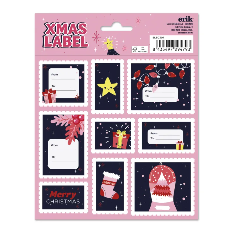 Grupo Erik Etiquetas adhesivas Navidad, Invierno - Etiquetas regalo Navidad / 18 Etiquetas Navidad - Etiquetas regalo - Pegatinas navidad regalos