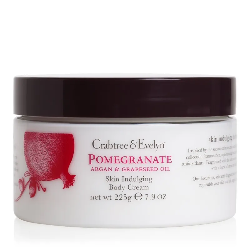 Crema Corporal Crabtree & Evelyn, nutrición intensiva con Granada, Argán y Semilla de Uva, hidratación profunda y aroma fresco, 225g