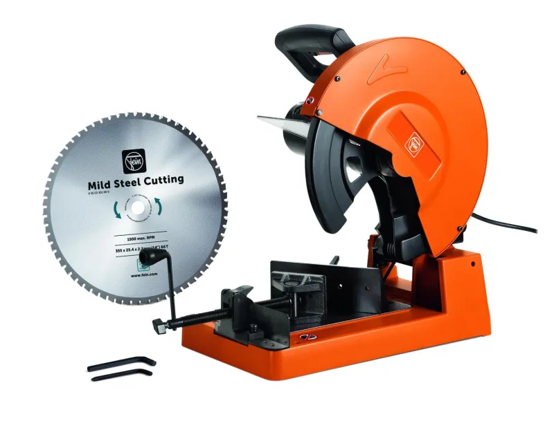 FEIN Ingletadora para metal MKAS 355 para el corte rápido y preciso de tubos cuadrados de hasta 120 mm y perfiles redondos de hasta 100 mm. Diámetro de la hoja de sierra 355 mm.