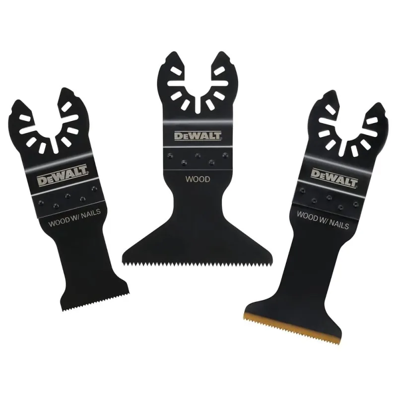 Dewalt DT20760 Juego de cuchillas oscilantes, 3 piezas, ideal para cortes rápidos en madera, plástico y placas de yeso