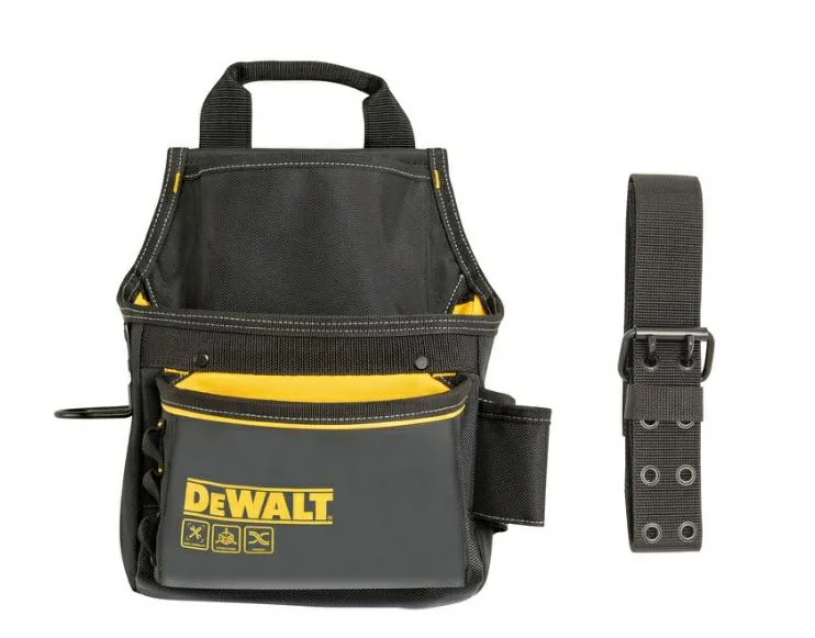 DEWALT DWST40101-1 - Cinturón Portaherramientas PRO: 12 Bolsillos para Máxima Organización, Tejido Resistente de 1680 Deniers, Lona Repelente a la Suciedad y Hebilla de Rodillo, Comodidad Todo el Día