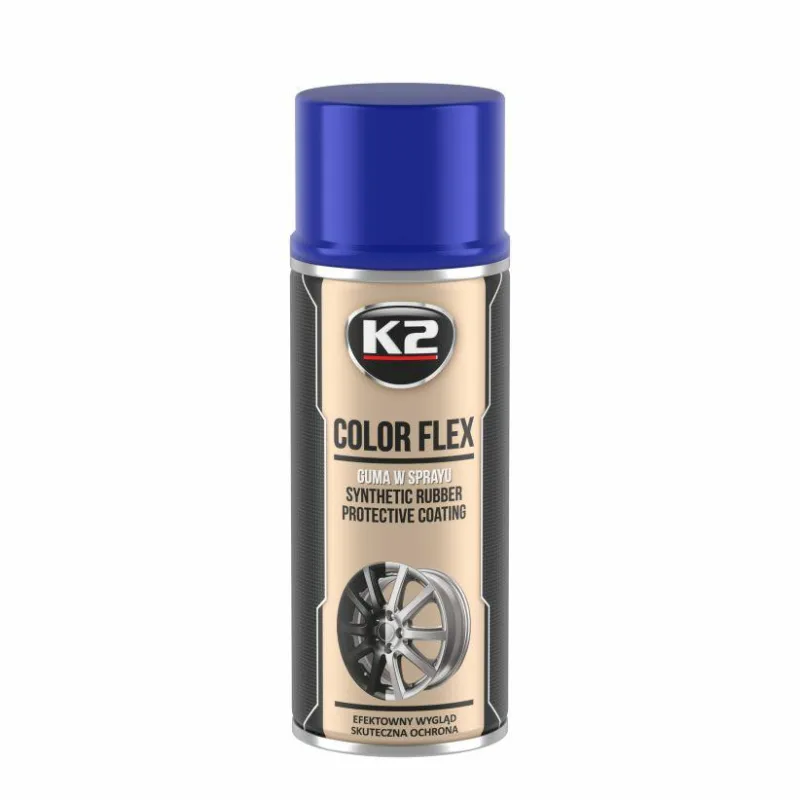 K2 Recubrimiento Sintético de Goma en Spray Color Flex Niebla Azul 400ml, pintura en spray para protección de superficies, acabado de goma flexible, alta resistencia y durabilidad.