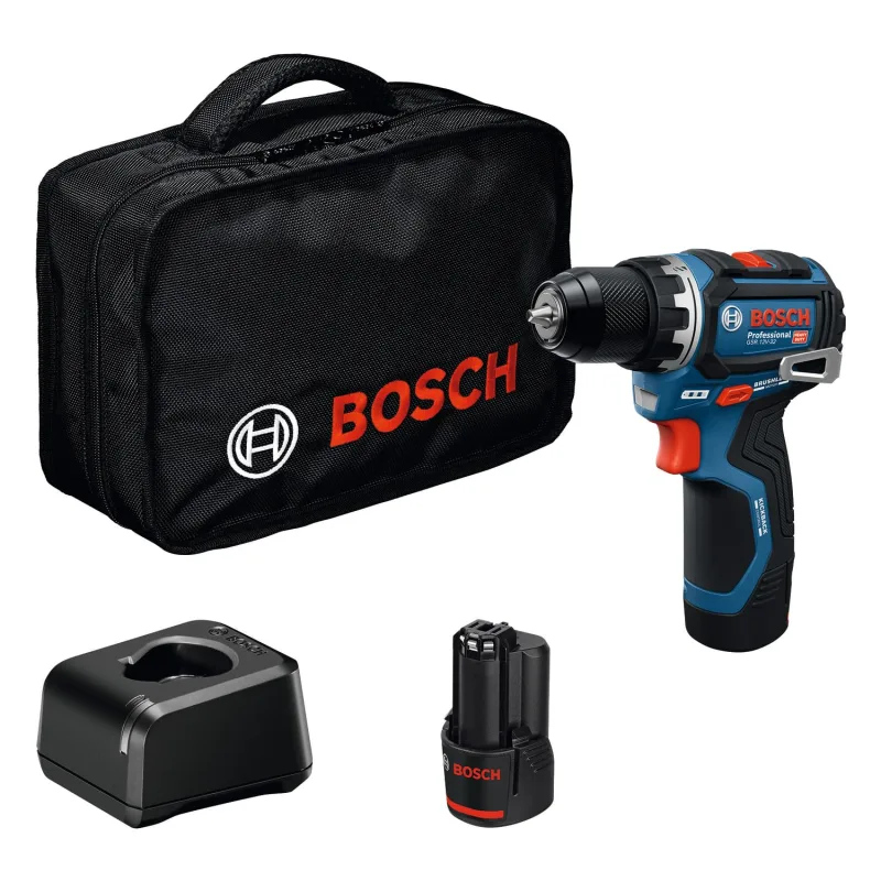 Bosch Professional 12V System Taladro/atornillador GSR 12V-32 (KickBack Control, motor Brushless sin escobillas, incl. baterías de 2,0 Ah, cargador, bolsa de herramientas)