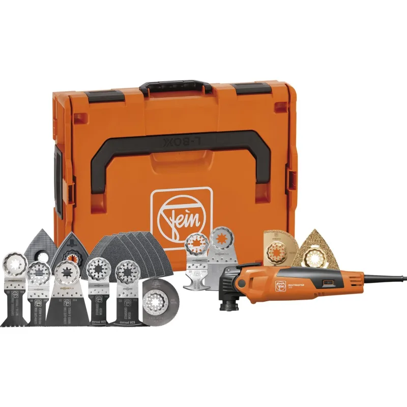 FEIN Multimaster MM 500 Plus Top EDITION,La MultiTool para obras en interiores y reformas con 62 accesorios, para serrar en madera y metal, lijar, separar azulejos y mucho más.