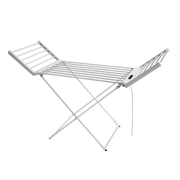Tendedero eléctrico plegable, Silvestre, 260W aluminio con temporizador, control de temperatura, cable de 1,2 m y diseño 93x147x52,5 cm para secado rápido, color aluminio
