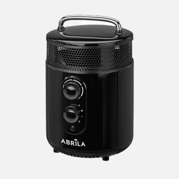 ABRILA - Isquia - Termoventilador Cerámico PTC Negro 1800W | 2 Potencias | 3 Funciones | Antivuelco | Termostato Regulable | Asa | Negro