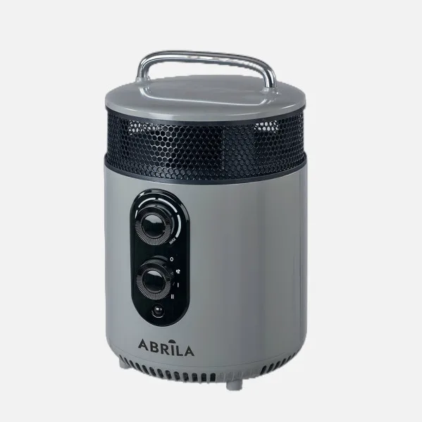ABRILA - Isquia - Termoventilador Cerámico PTC Gris 1800W | 2 Potencias | 3 Funciones | Antivuelco | Termostato Regulable | Asa | Gris