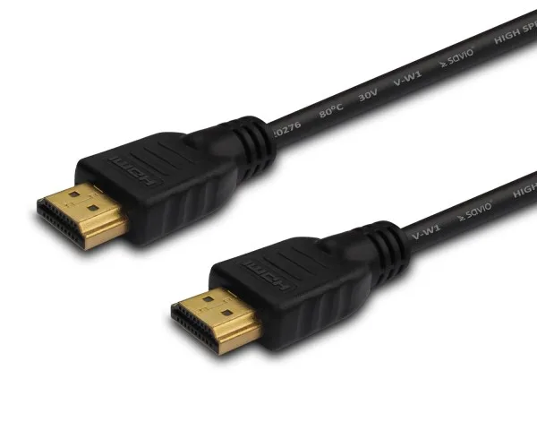 Savio cl-196 cable hdmi 3 m, negro, conectores dorados, versión 2.0 high speed, ethernet/3d