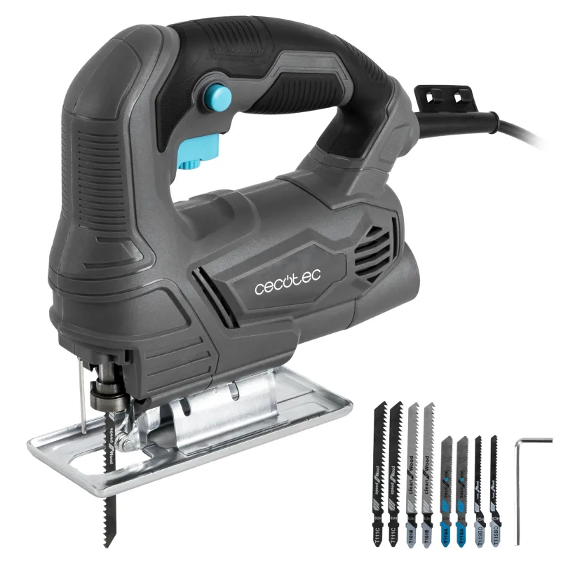 Cecotec Sierra de Calar MultiCut 4000, 400W, Cortes hasta 45º, Cable de 2m, Velocidad Regulable, Adaptador para Aspirador, Incluye 8 Sierras para Diferentes Materiales
