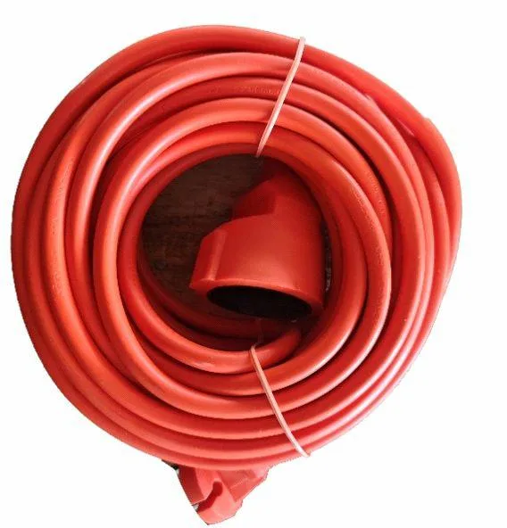 Extensión enrollable de 20 m, 1 enchufe, 2 x 1,0 mm², protección IP44, multitemporada, para hogar y jardín, naranja