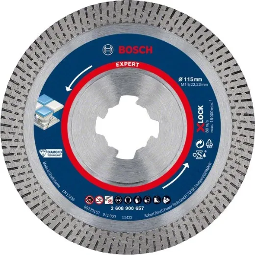 Disco de corte de diamante EXPERT HardCeramic X-LOCK de 115 x 22,23 x 1,4 x 10 mm