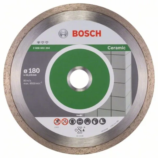 Bosch Professional 1 x Disco Tronzador de Diamante Standard for Ceramic, para Piedra, Azulejos, Cerámica, Ø 180 x 22.23 x 1.6 x 7 mm, Accessorios para Amoladoras