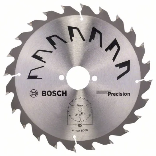 Bosch 1x Hoja de Sierra Circular Precison (para Madera, Ø 190 x 2.5/1.5 x 30 mm, 24 Dientes, ATB, Accesorios Sierras Circulares)
