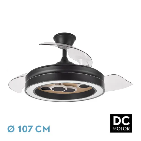 FABRILAMP Ventilador Dc Cupido 59w Negro/madera 3asp.107d 6980l 3000-4500-6500k Reg.intensidad+remoto+memoria+temporizador