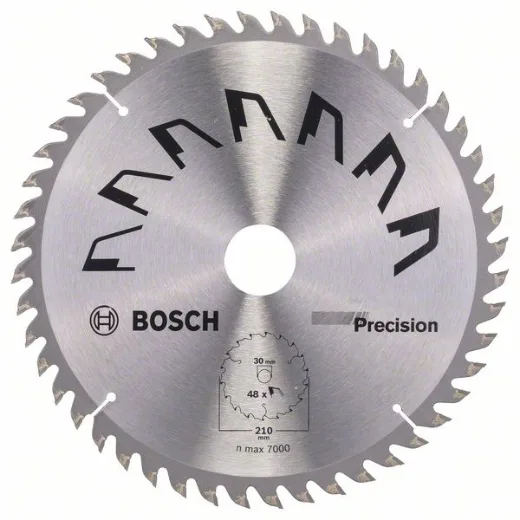 Bosch 1x Hoja de Sierra Circular Precison (para Madera, Ø 210 x 2.5/1.5 x 30 mm, 48 Dientes, ATB, Accesorios Sierras Circulares)