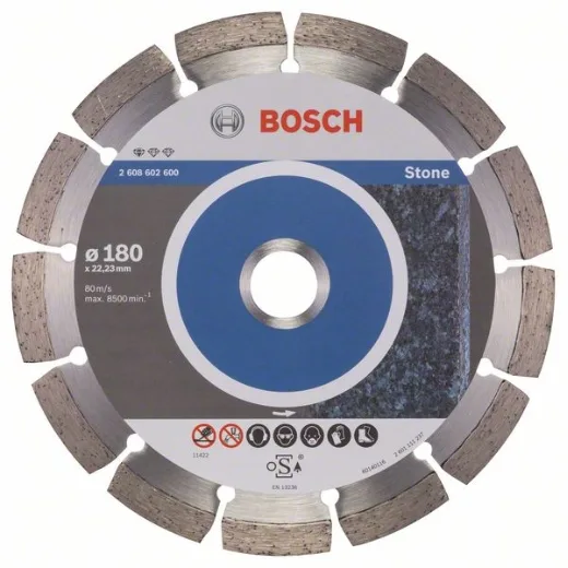 Bosch Professional 1 x Disco Tronzador de Diamante Standard for Stone, para Hormigón, Piedra, Granito, Ø 180 x 22.23 x 2 x 10 mm, Accessorios para Amoladoras