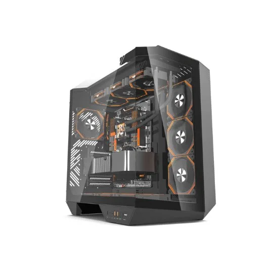 Darkflash DY470 Caja PC Gaming ATX con 4 Ventiladores ARGB PWM, 330 Grados panorámico Vidrio Templado USB 3.1, Type C, Color Negro
