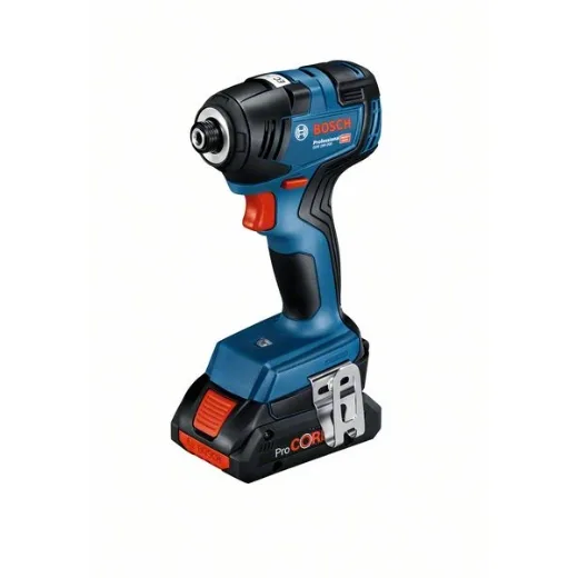 Bosch Professional 18V System GDR 18V-200 - Atornillador de impacto a batería (200 Nm, tornillos diámetro M6 - M16, 2 baterías 4.0 Ah, en L-Case), Azul