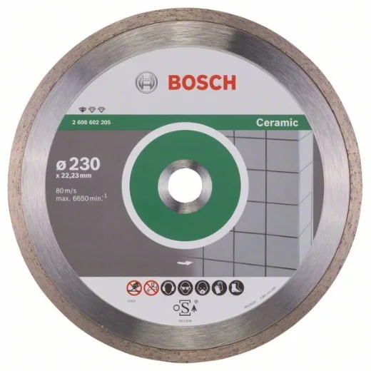 Bosch Professional 1x Disco Tronzador de Diamante Standard for Ceramic (para Azulejos, Cerámica, 230x22.23x1.9x7 mm, Accesorios para Amoladora)