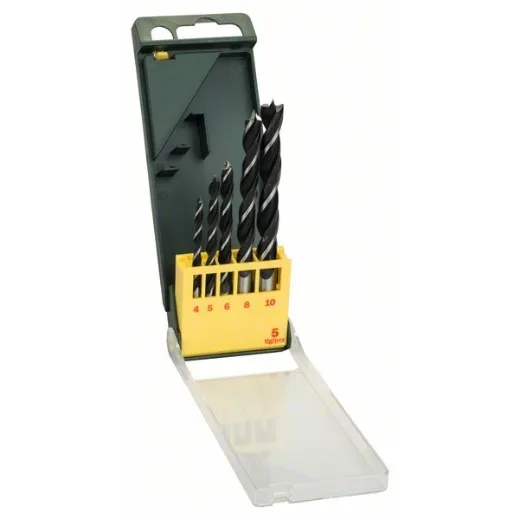 Bosch Professional 2607019440, Verde, Amarillo, Set con 5 Brocas para Madera