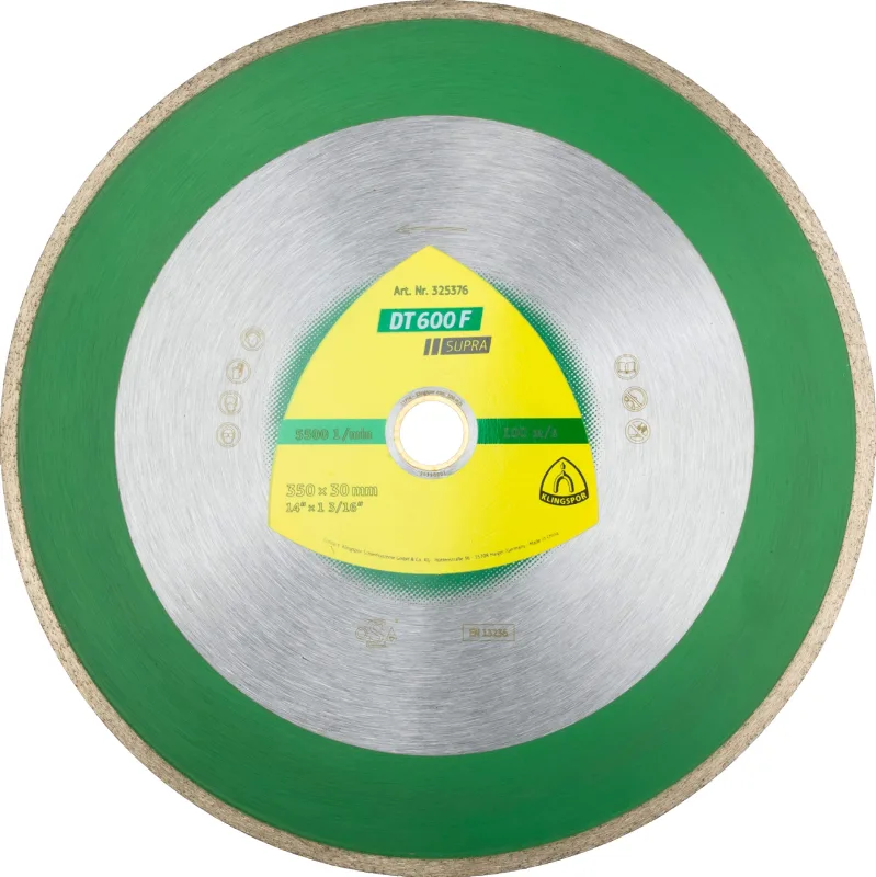 Klingspor 325455 Discos de Corte Diamantados para Sierras de Mesa, DT 600 F, 180 mm x 25.4/30 mm, 8500 RPM