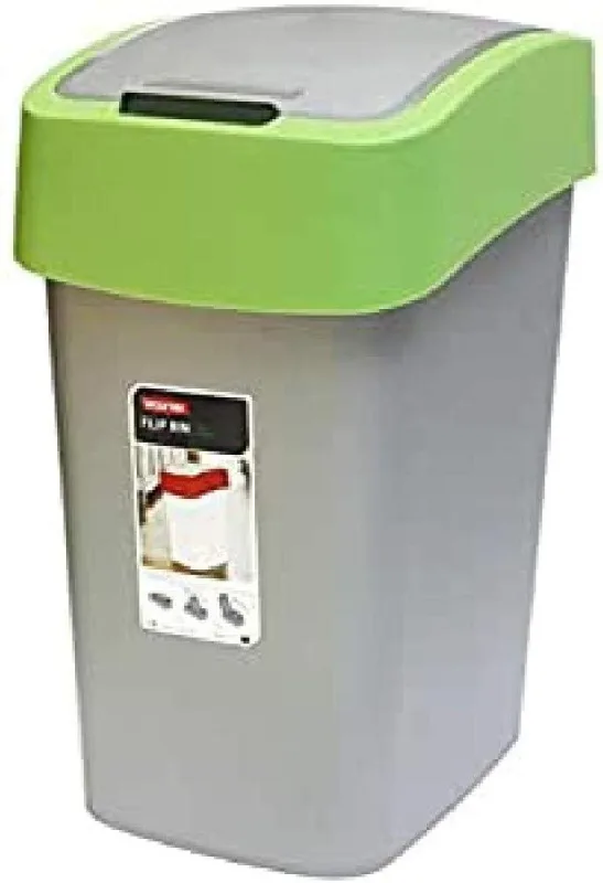 Curver 02171-P 80-00 contenedor de residuos con Solapa, 25 L, Plata/Verde