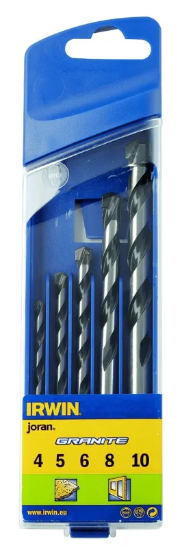 Juego de brocas para concreto IRWIN Granite 4, 5, 6, 8, 10 mm - 5 piezas para perforación en hormigón, granito y piedra