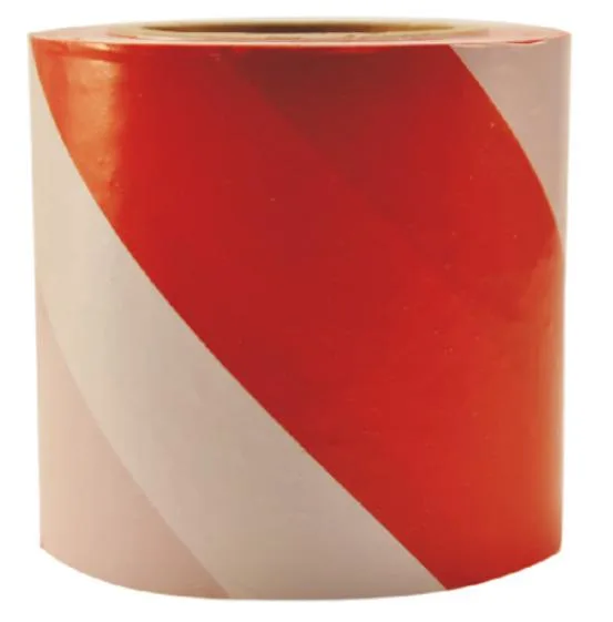 Cinta de advertencia roja y blanca, 80 mm x 100 m, ideal para delimitar zonas peligrosas, alta visibilidad, sin pegamento, para obras de construcción y eventos masivos