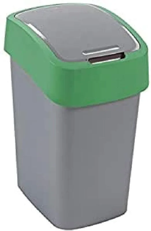 Curver 02172-P 80-00 contenedor de residuos con Solapa, 50 L, Plata/Verde