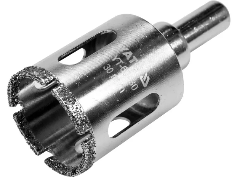 YATO, modelo YT-60430, Broca diamantada para vidrio y cerámica, 1 pieza, acabado pulido, uso en seco y mojado, material electrochapado, herramienta profesional