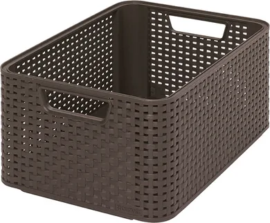 205844 Aspecto Curver Rattan Estilo Caja de Almacenamiento Talla M Polipropileno Chocolate 38,6 x 28,7 x 17 cm