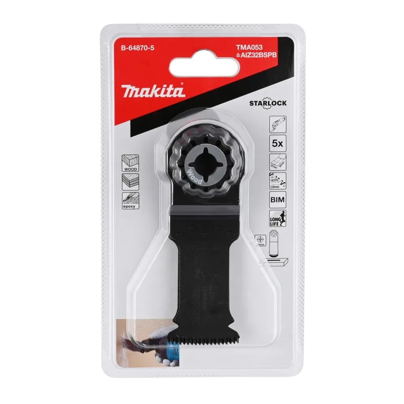Makita B-64870-5, hoja de sierra de calar, marquetería y recíproca bimetálica, 5 cm, 5 piezas, ideal para cortes precisos, alta durabilidad y resistencia