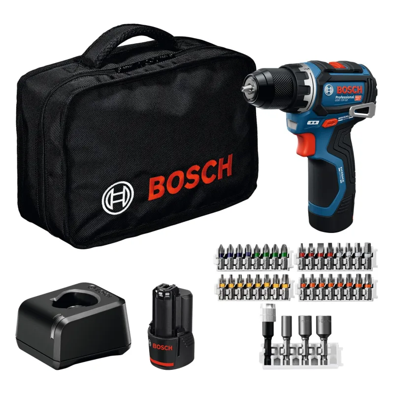 Bosch Professional 12V System Taladro/atornillador a batería GSR 12V-32 (Control Advanced KickBack, motor sin escobillas, incluye batería de 2,0 Ah, GAL12V-20, accesorios, placa Pick-and-Click, bolsa