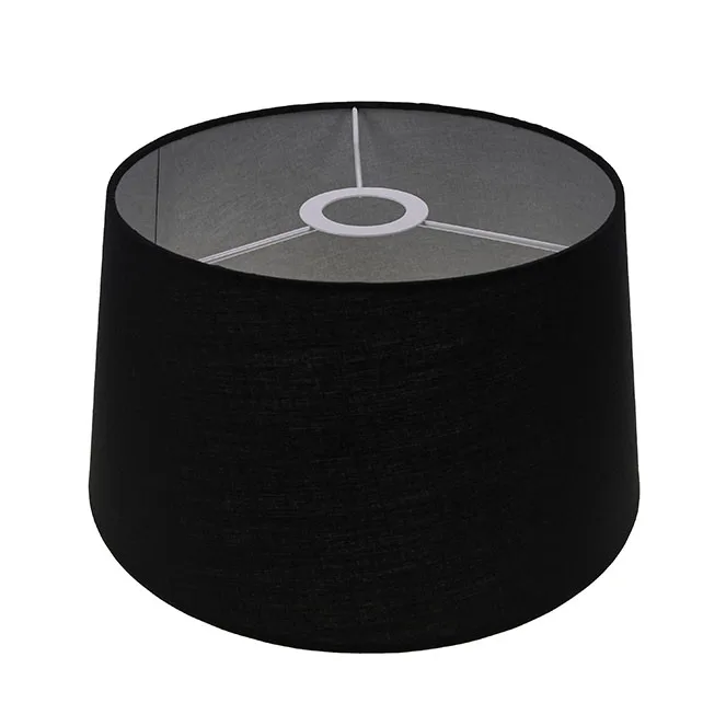 Pantalla antiguano redondo cónico con encaje e27 al.17xd.30cm negro
