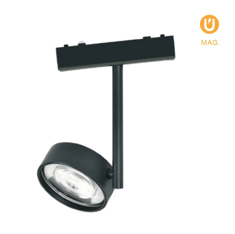 Foco para carriles magnéticos piquet (2 hilos) 19w led 1600lm 3000k 36° l.16,4xan.3,3xal.11,8cm negr