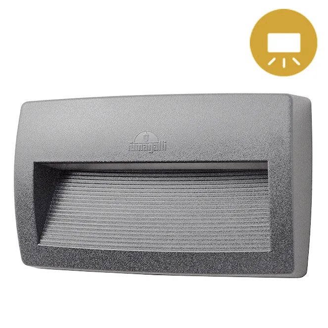 Aplique lorenza 1xr7s (189mm) 10,5w con pulsador cct (3colores) ip55 l.26xan.4,5xal.15cm resina gris