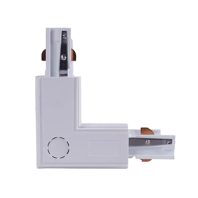 Conector derecho en forma de "l" para carril de superficie line pro (4 hilos) en aluminio blanco