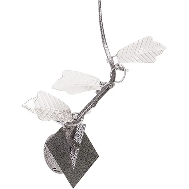 Aplique folhas 3xg4 12v l.40xan.25xal.37cm cristal gris