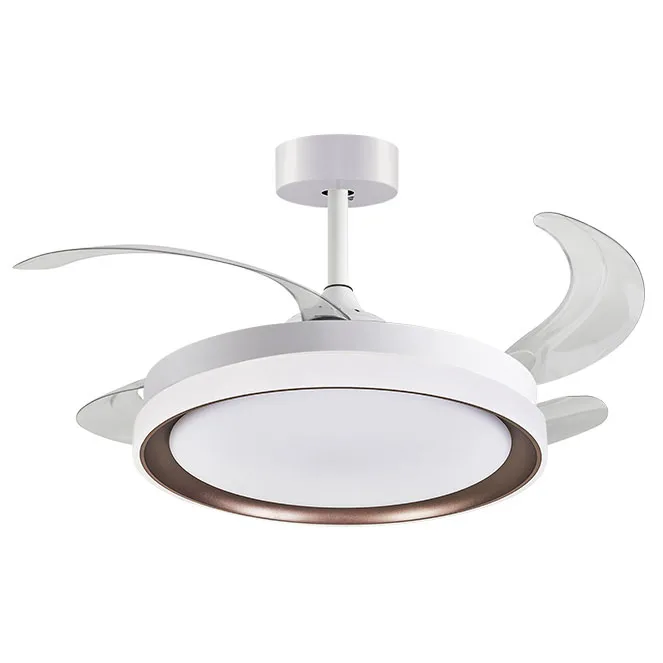 Ventilador de Techo con Luz y Mando a Distancia Bel Air Kigali 72W 108cm Aspas Retráctiles Blanco/Marron