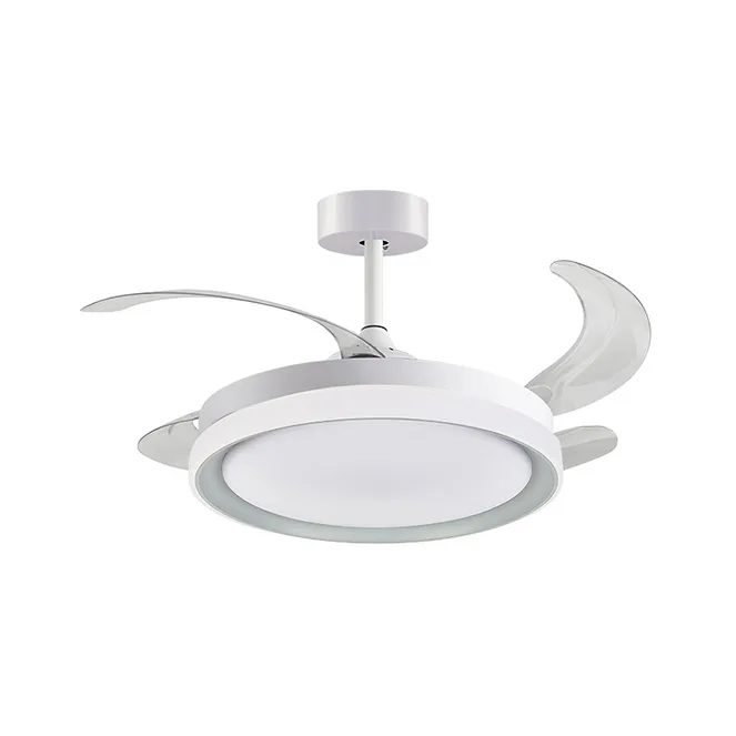 Ventilador dc kigali mini blanco/plata, 4 aspas retráctiles, 48w led 3000|4000|6000k al.35xd.91/40cm