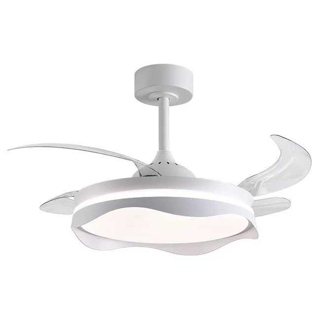 Ventilador dc olas blanco, 4 aspas retráctiles, 72w led 3000|4000|6000k, al.35xd.108/50cm