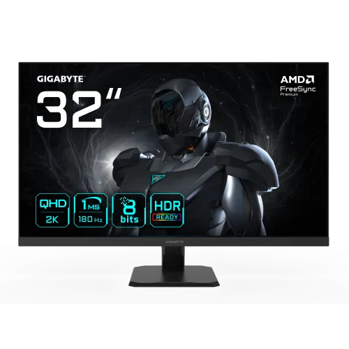 GIGABYTE GS32QA Monitor Gaming 32” QHD - 2560 x 1440, 180Hz, 1ms, 300 cd/m², FreeSync Premium, HDR Ready, HDMI 2.0, DisplayPort 1.4