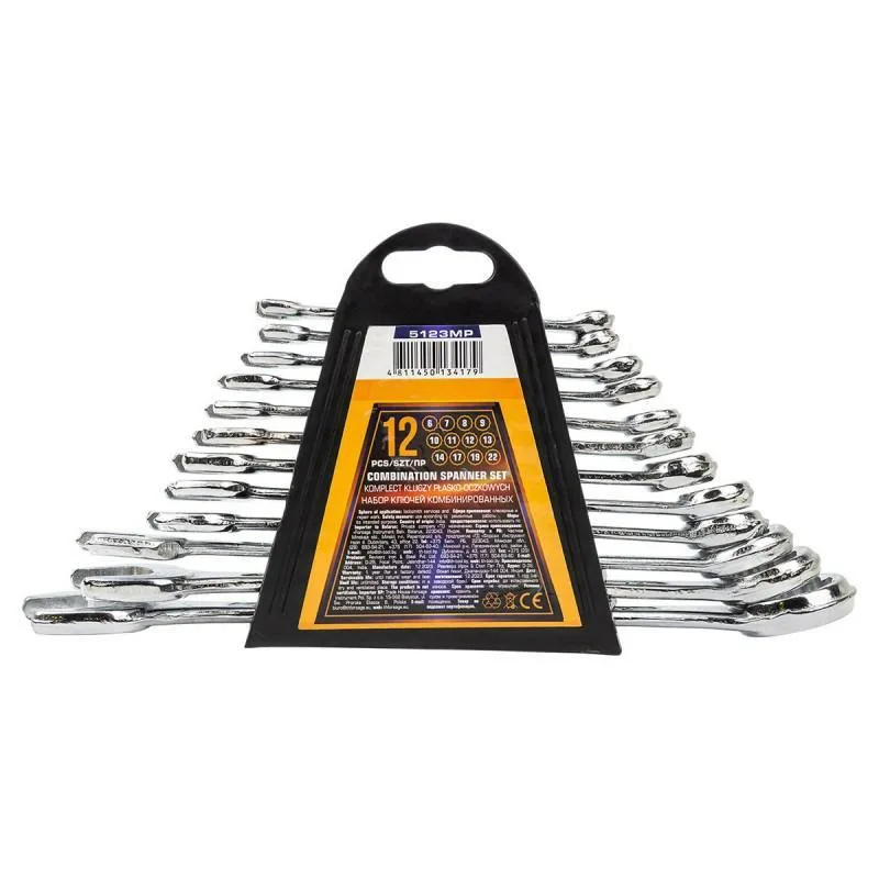 Juego de llaves de boca y plana 12 piezas (6-22mm)