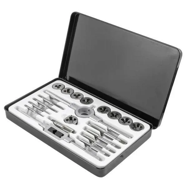 Juego de machos y terrajas 20 piezas (m3-m12) en maletín metálico