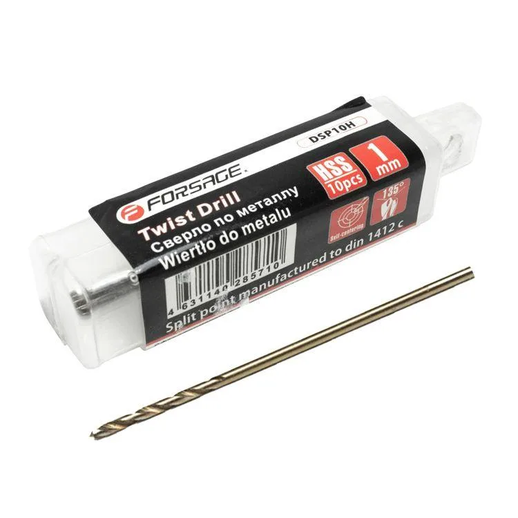 Juego de brocas de 1 mm, 10 piezas, brocas para metal en caja de plástico