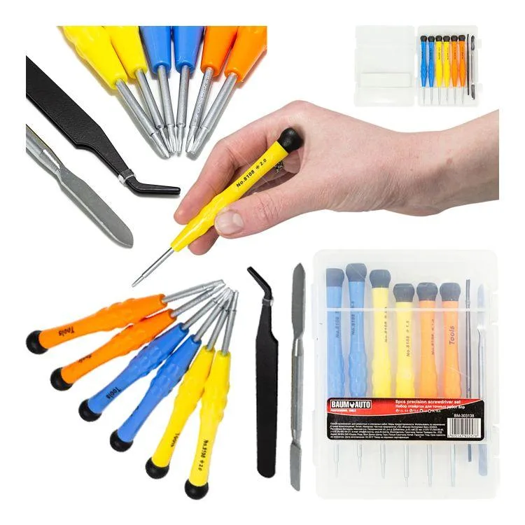 Juego de destornilladores de precisión 8 piezas para trabajos precisos