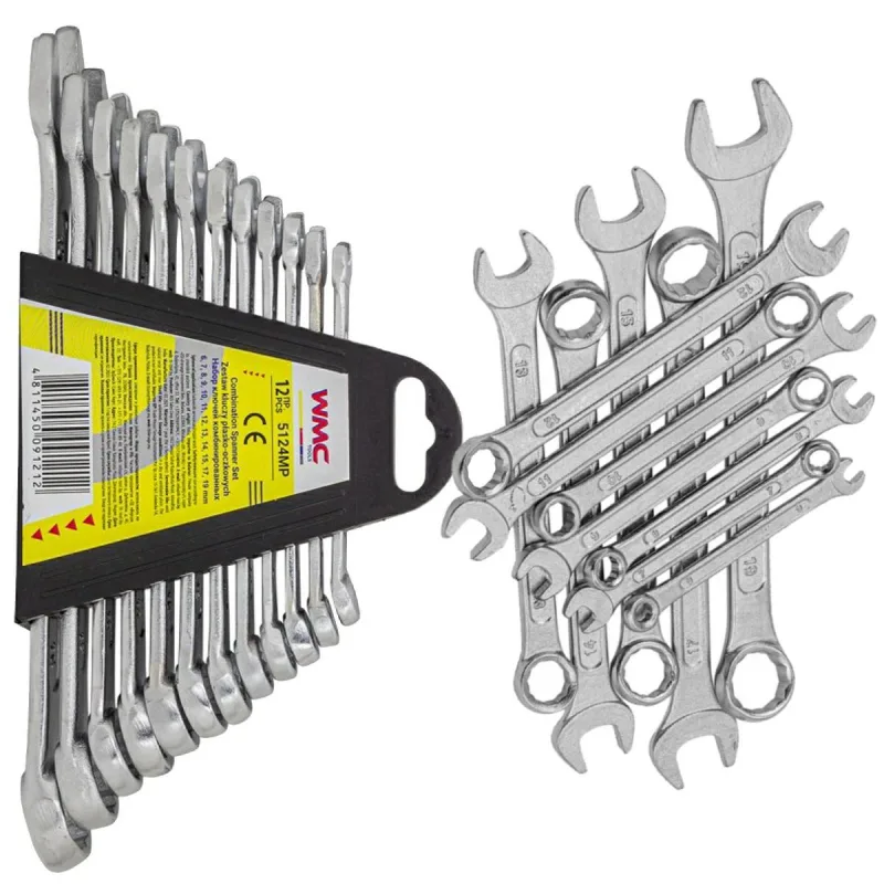 Juego de llaves de boca y plana 12 piezas (6-15, 17, 19 mm)
