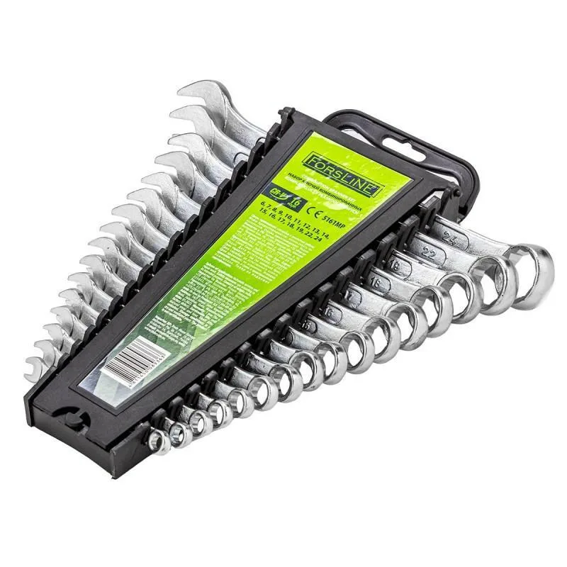 Juego de llaves de boca y plana 16 piezas (6-24mm)